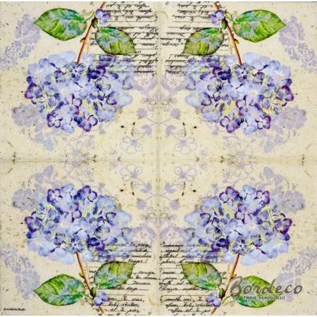 Serwetka decoupage firmy AMBIENTE hortensja fioletowa 33x33cm